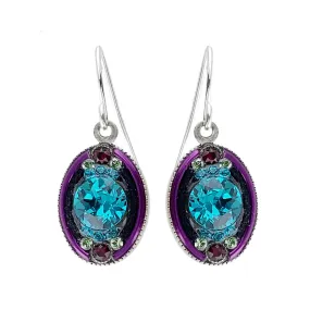 Firefly Mosaics Dazzling Teal Oval Earrings