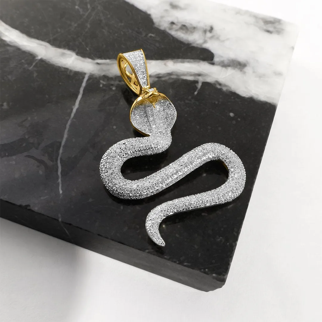 10k Gold Diamond Cobra Pendant .85 Ctw