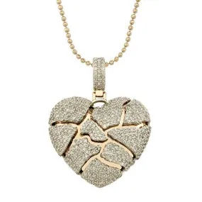 10k Rose Gold Diamond Broken Heart Pendant 2.65 Ctw