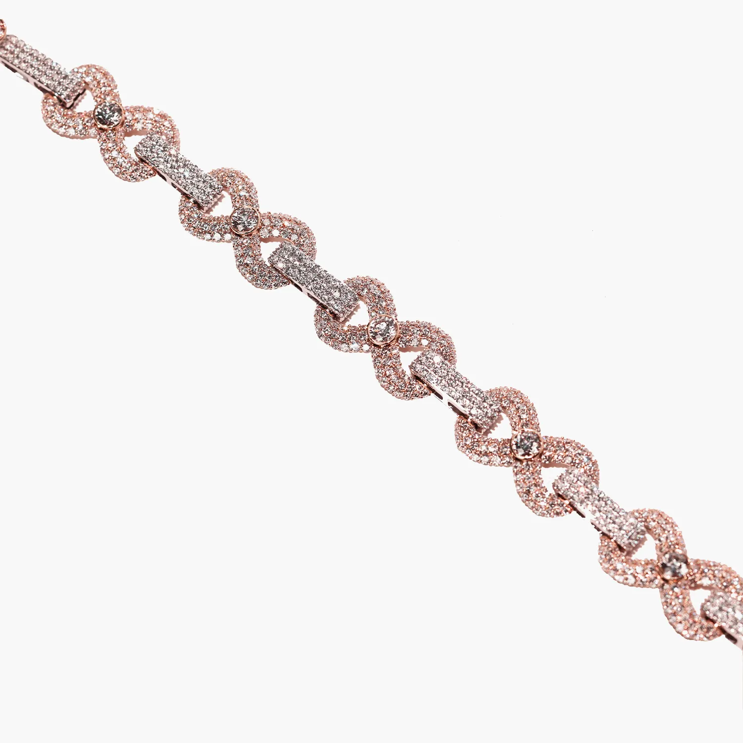 10k Two Tone Gold Diamond Infinity Bracelet 15.94 Ctw LAB