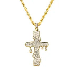 10k White Gold Diamond Drip Cross Pendant 0.73 Ctw