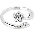 10k White Gold Gem Flower Cubic Zirconia Toe Ring