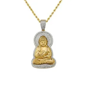 10k Yellow Gold Diamond Buddha Pendant 1.75 Ctw