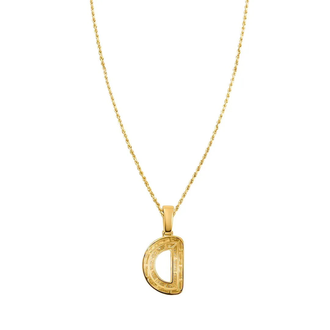 10k Yellow Gold Diamond D Pendant 0.30 Ctw