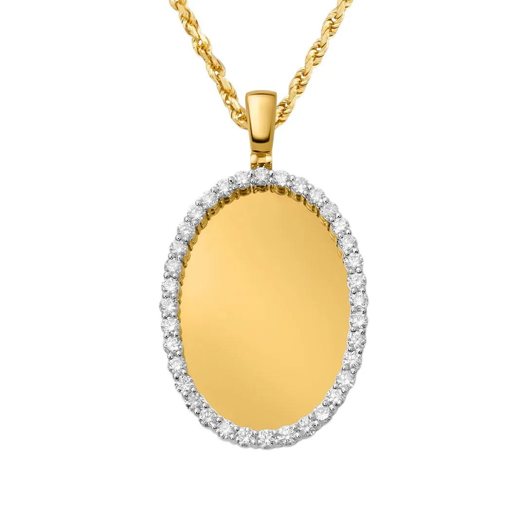 10k Yellow Gold Diamond Oval Memory Pendant 1.09 Ctw