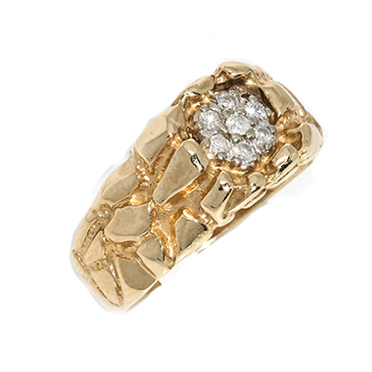 10K Yellow Gold Nugget Ring .25 Ctw