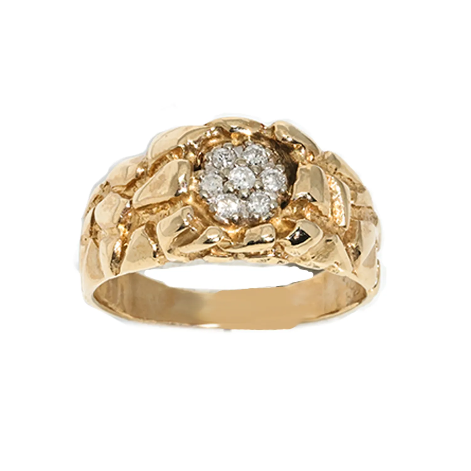 10K Yellow Gold Nugget Ring .25 Ctw