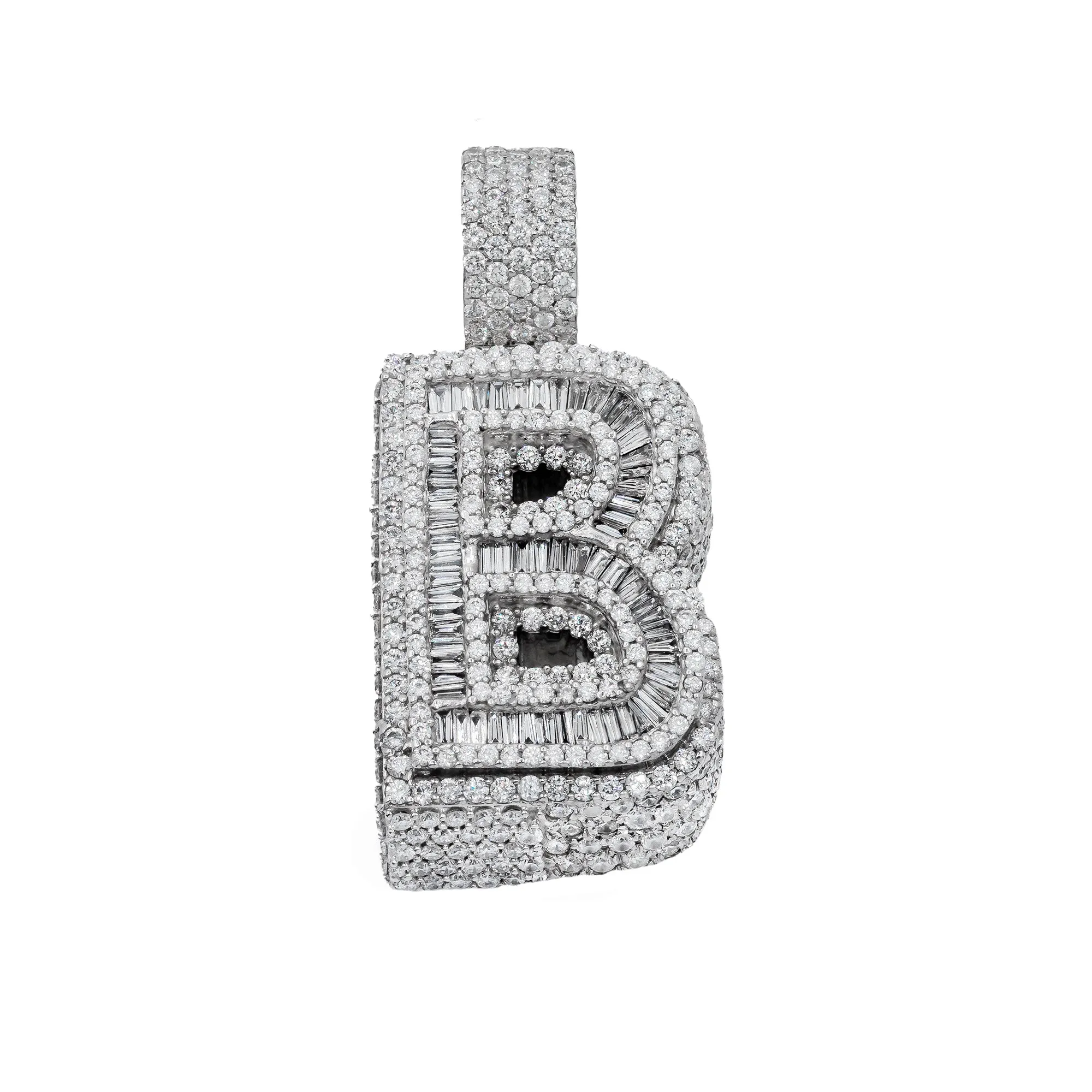 14k Baguette Initial Pendant Letter "B" 9.00 ctw