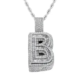 14k Baguette Initial Pendant Letter "B" 9.00 ctw