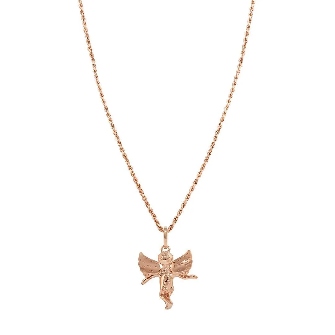 14K Rose Gold Diamond Angel Pendant 1.00 Ctw