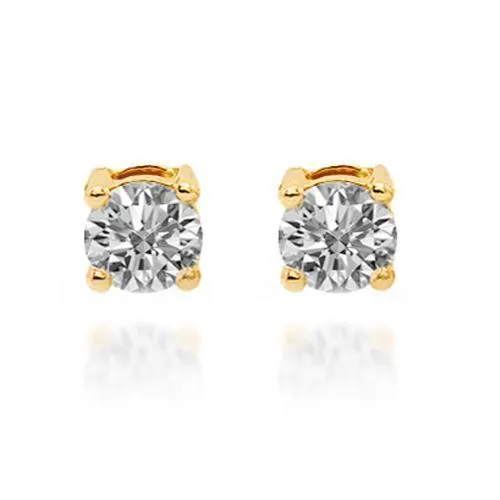 14K Solid Yellow Gold Diamond Solitaire Stud Earrings 0.50 Ctw