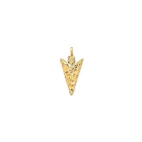 3-D Glossy Textured Reforged Arrowhead Pendant (14K)