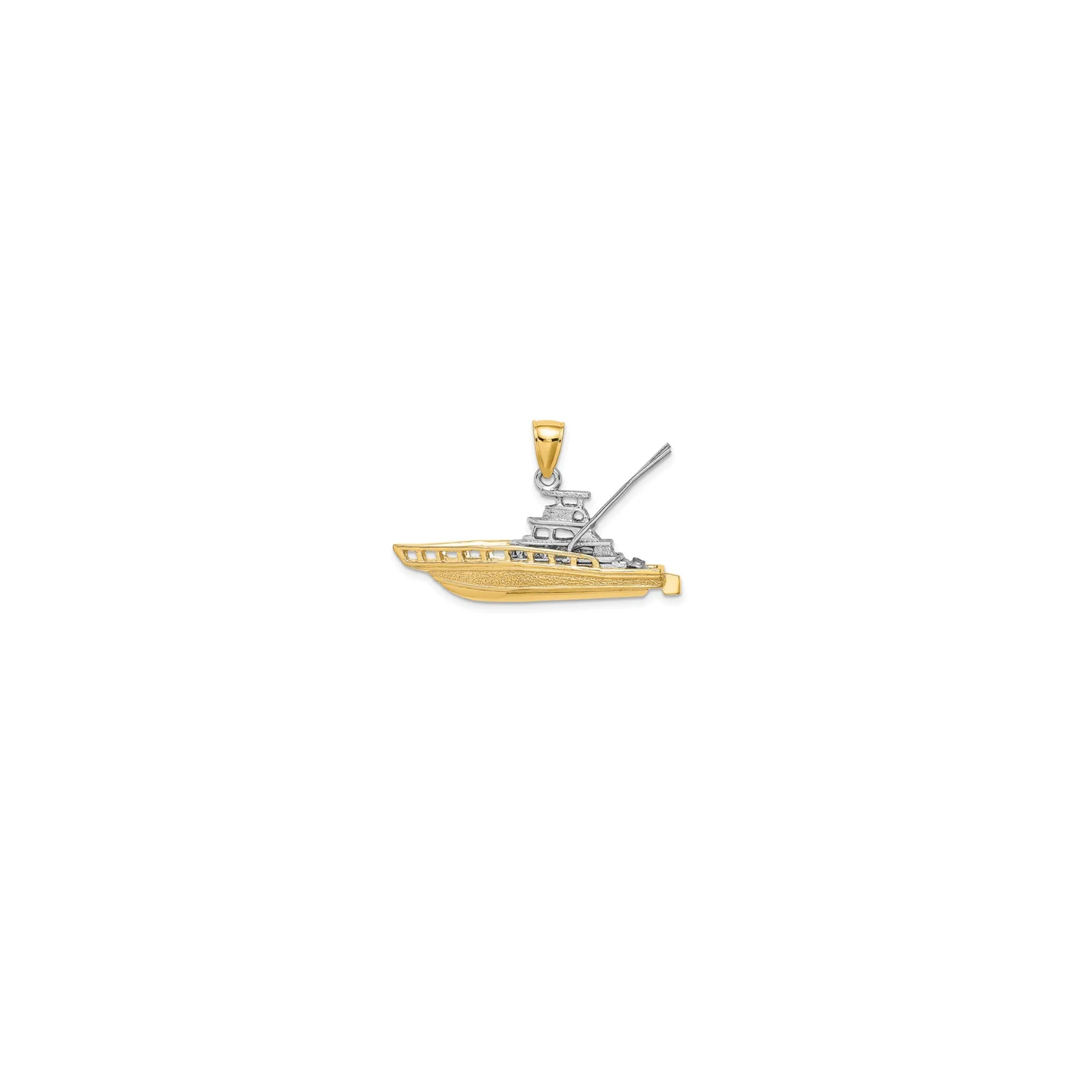 3-D Textured Sportfishing Boat Pendant (14K)