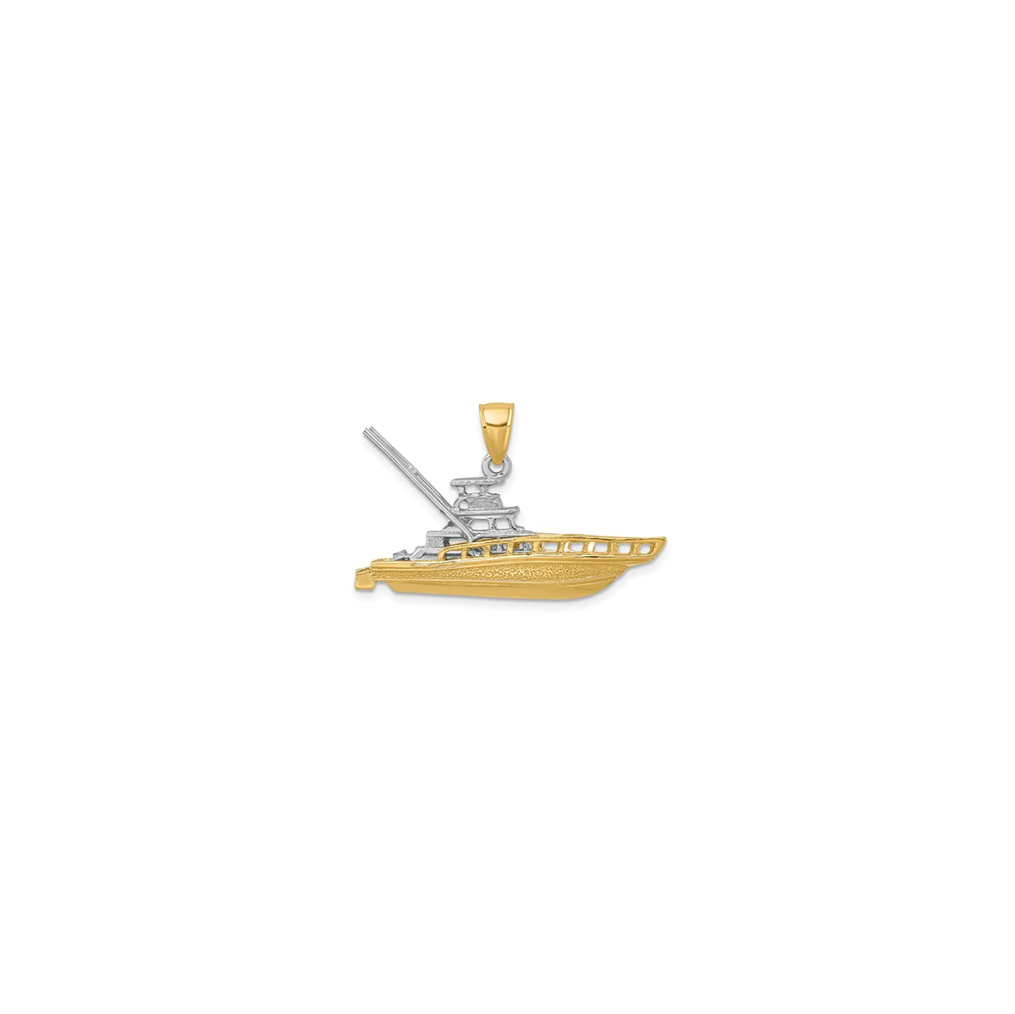 3-D Textured Sportfishing Boat Pendant (14K)