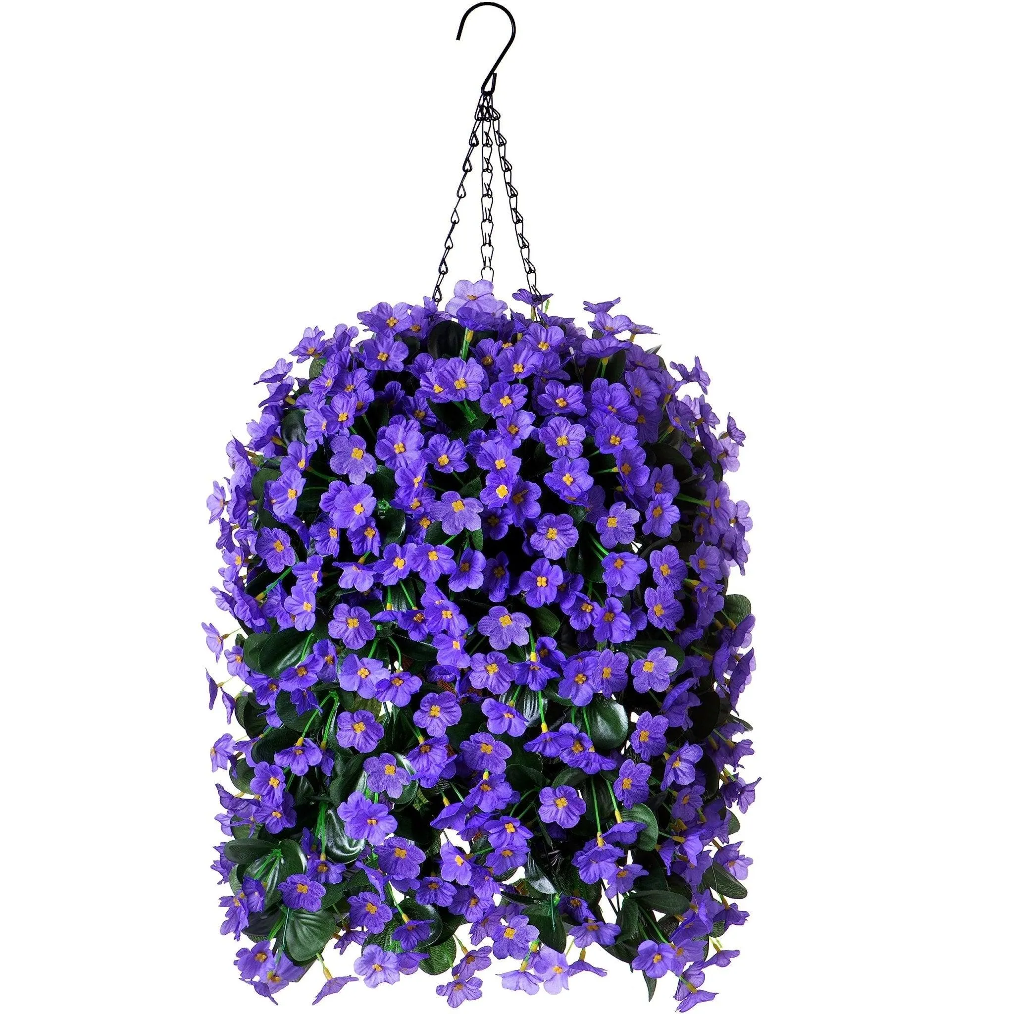 35 Faux Silk Orchid with Hanging Basket- Purple Blue