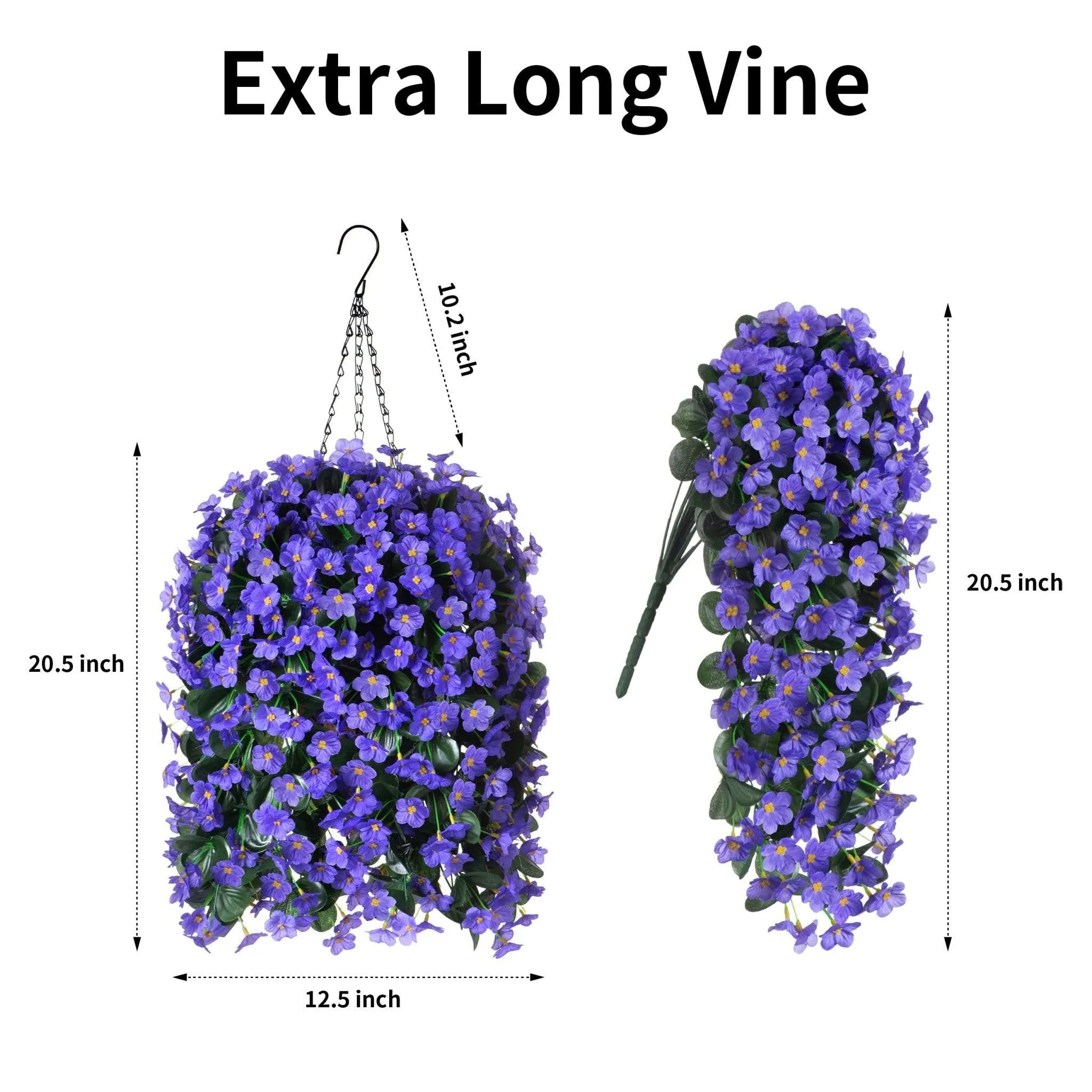 35 Faux Silk Orchid with Hanging Basket- Purple Blue