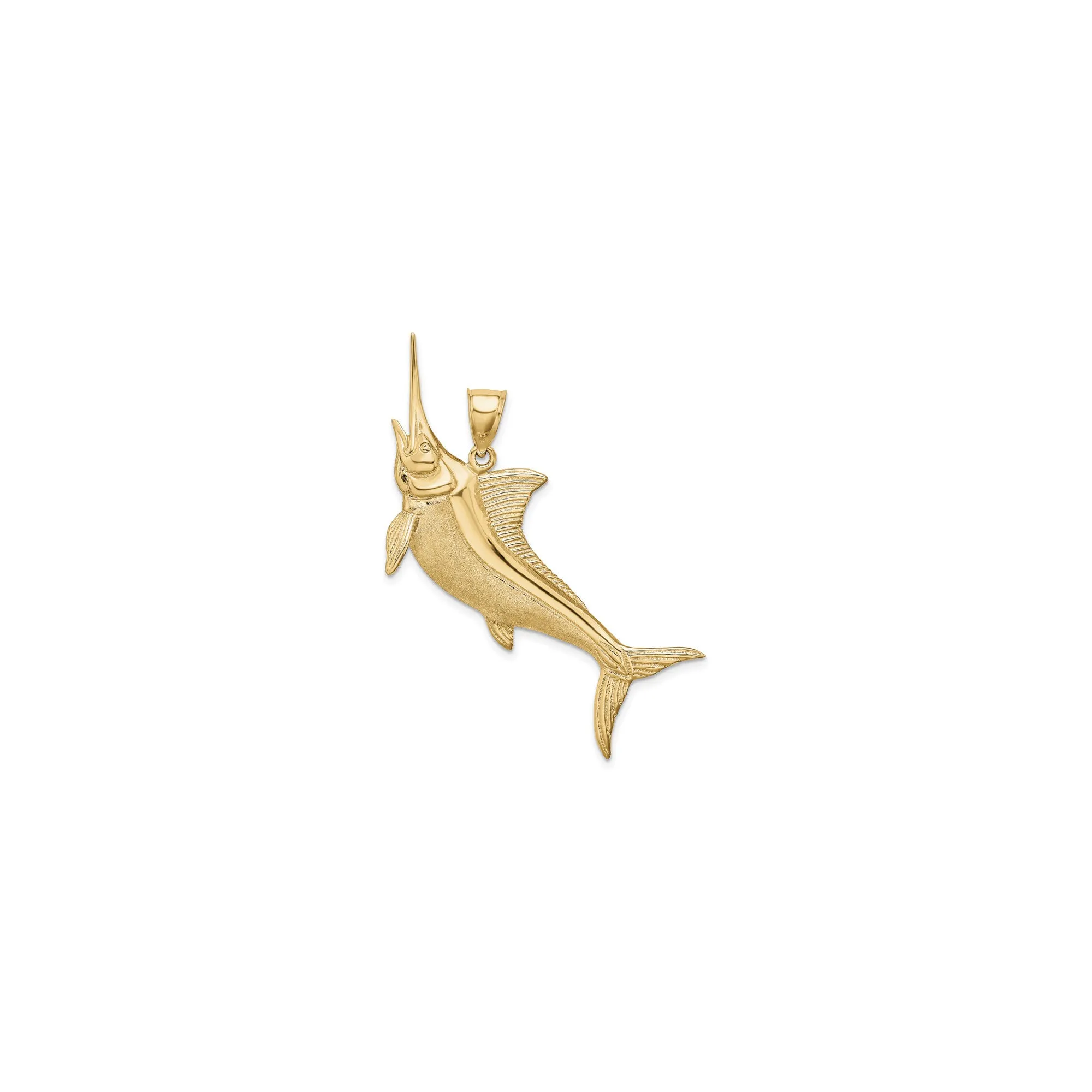 3D Blue Marlin Satin Finish Pendant (14K)