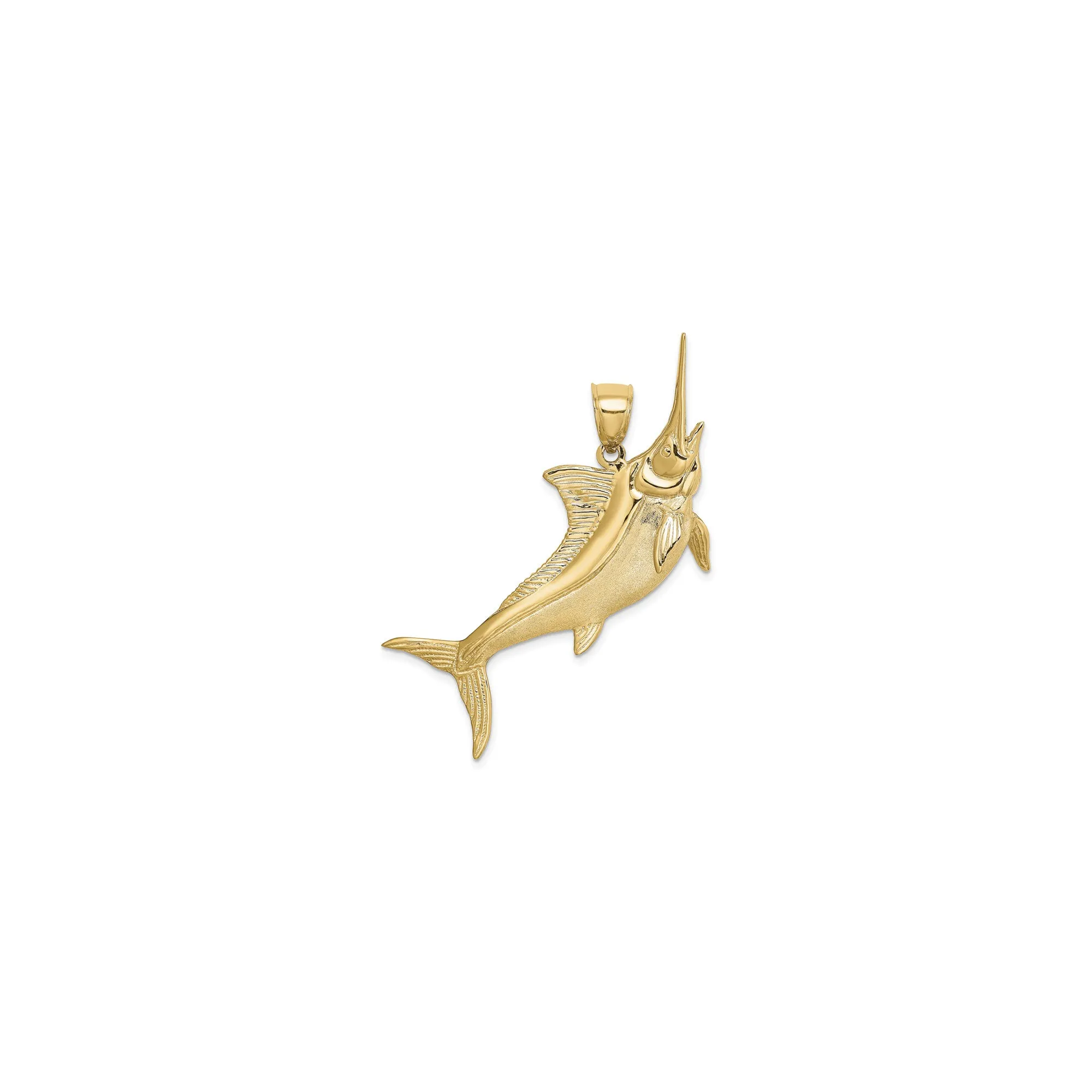 3D Blue Marlin Satin Finish Pendant (14K)