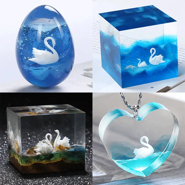 3D Miniature Swan for Resin Art | Animal Resin Inclusions | Bird Embellishments | Resin Craft Supplies (2 pcs / 8mm x 8mm)