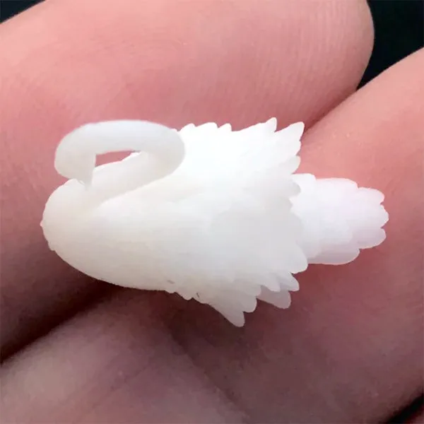 3D Swan Embellishment for Resin Crafts | Miniature Animal Resin Inclusion | Dollhouse Animal | Resin Jewelry DIY (2 pcs / 17mm x 15mm)