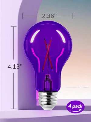 4 Pack Dimmable Purple Light Bulb-HDCF19A