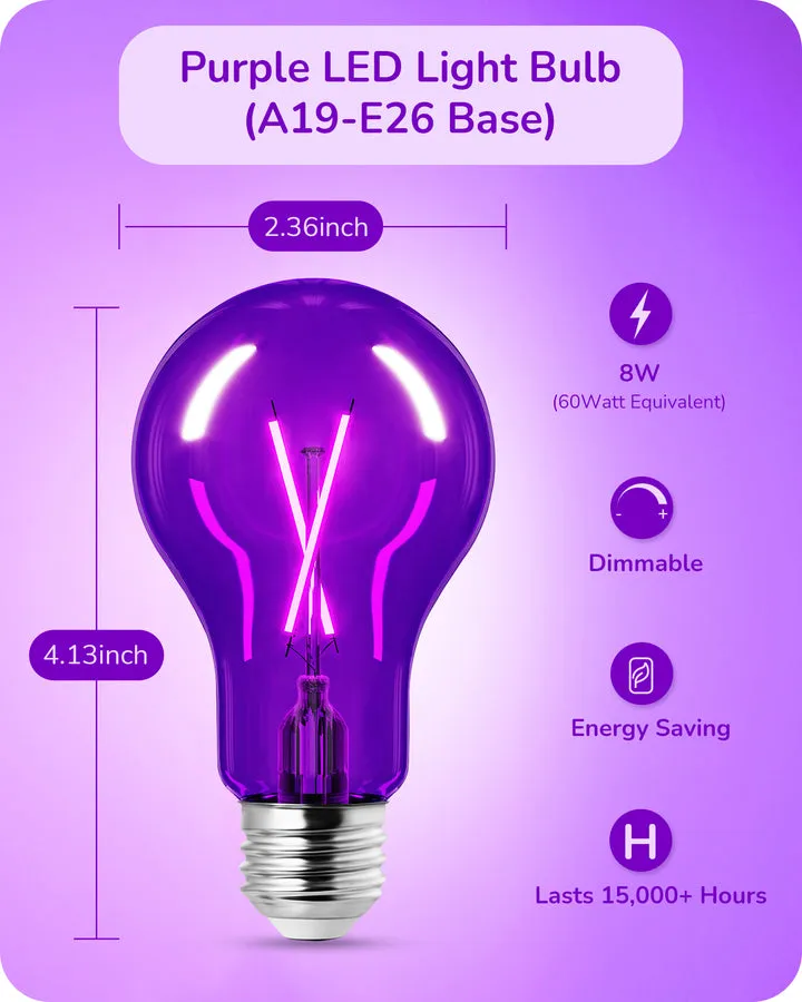 4 Pack Dimmable Purple Light Bulb-HDCF19A