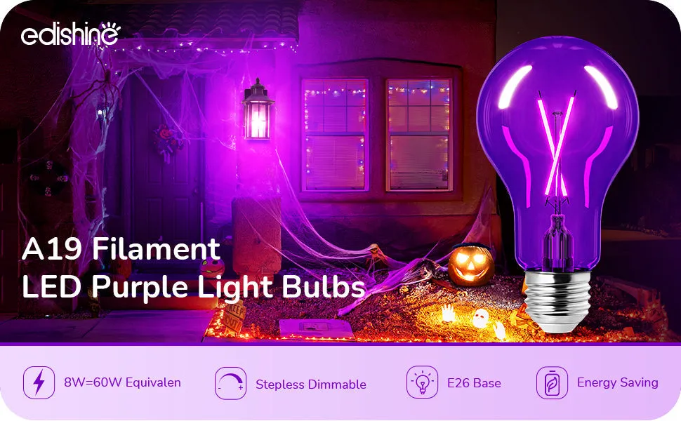 4 Pack Dimmable Purple Light Bulb-HDCF19A