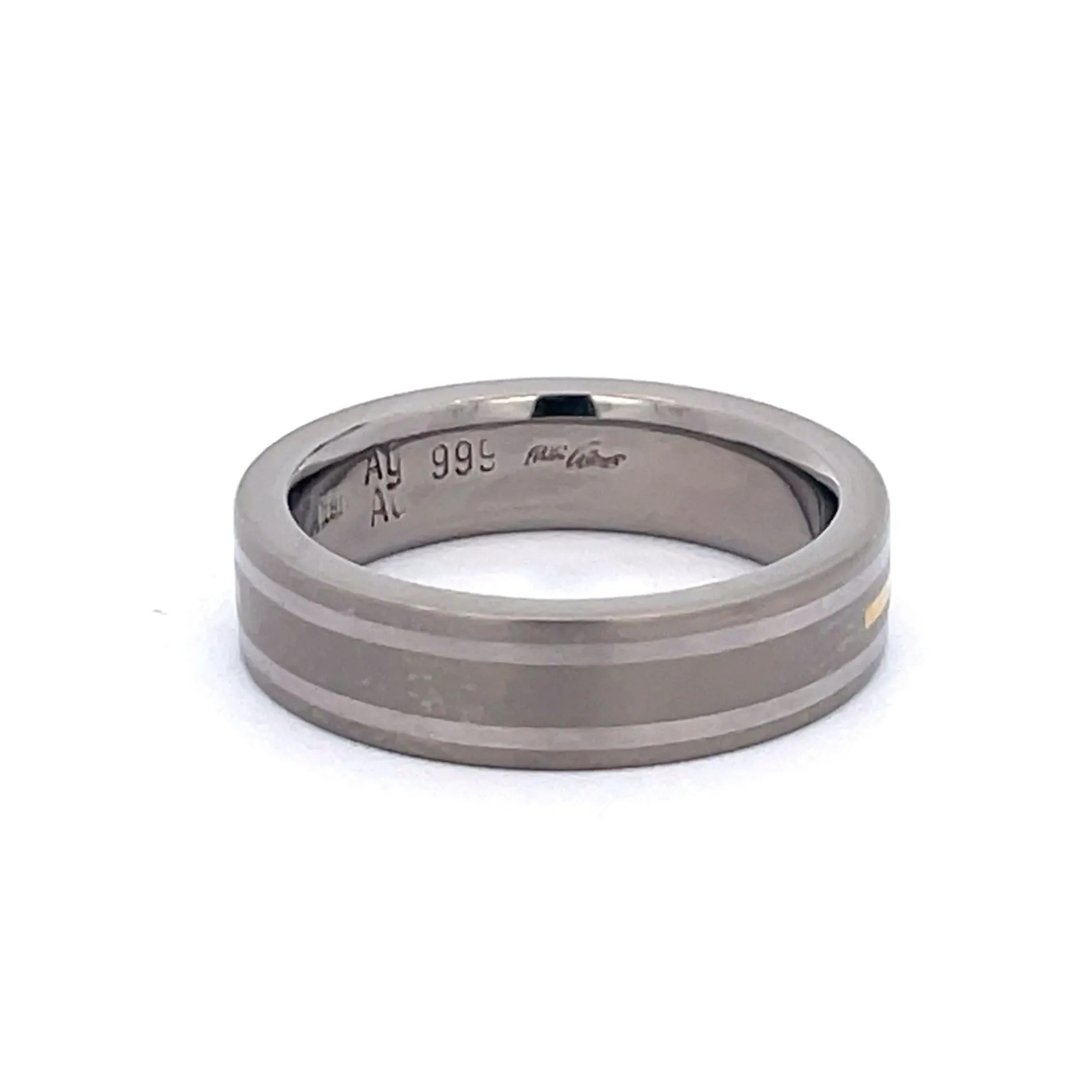 6mm Titanium Ring with Gold and Silver Inlay Size S