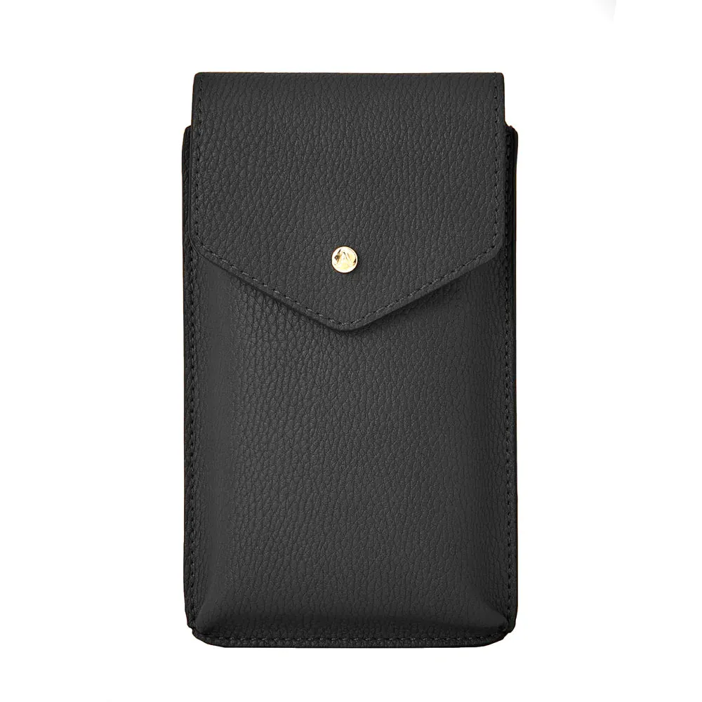 Accessorize London Women's Faux Leather Black Envelope Phone Bag