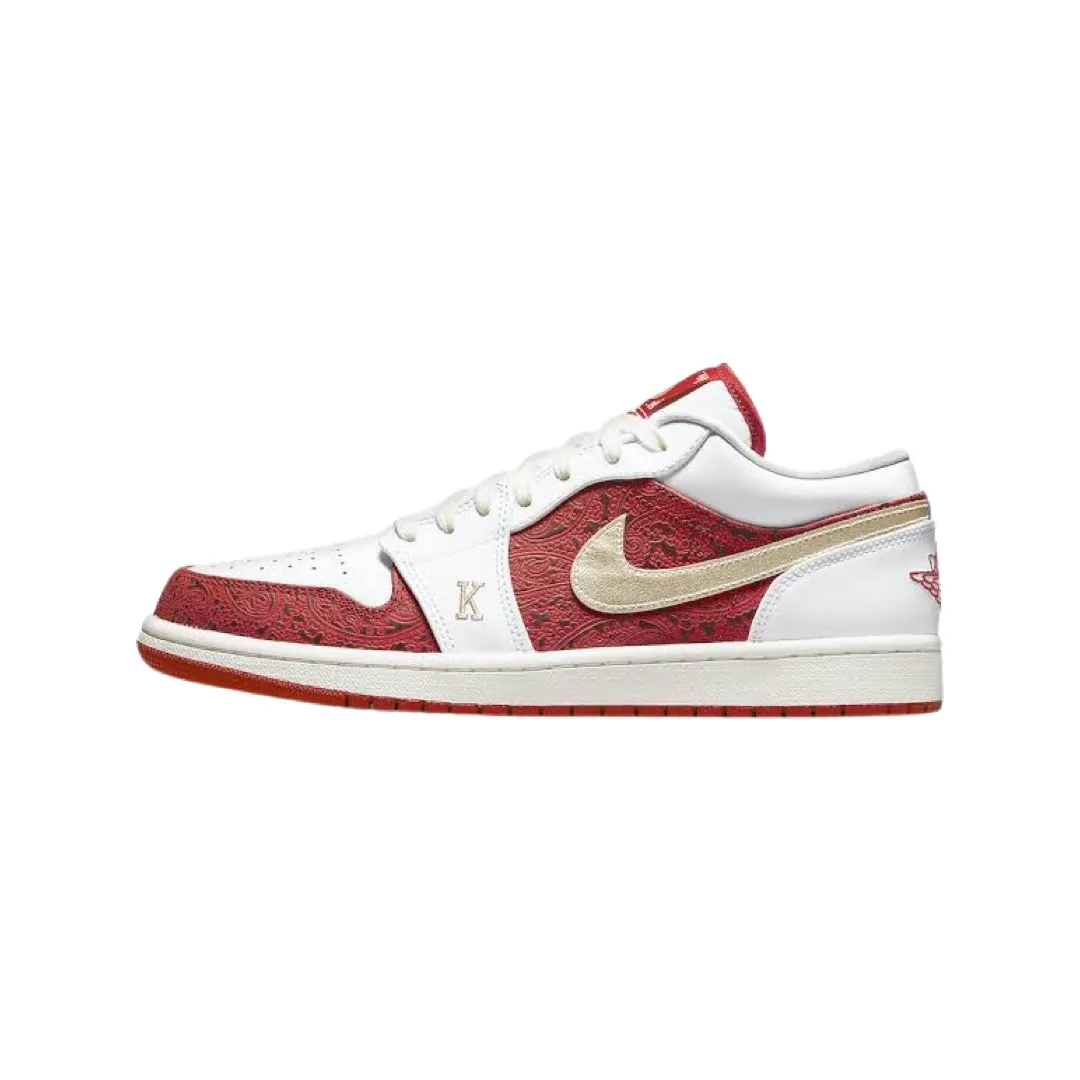 Air Jordan 1 Low Spades White Metallic Gold University Red Sail