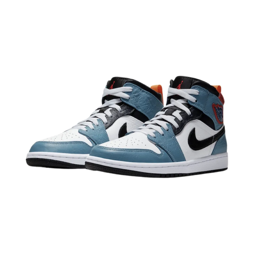 Air Jordan 1 Mid Fearless Facetasm White Black Celestial Teal Dark Obsidian