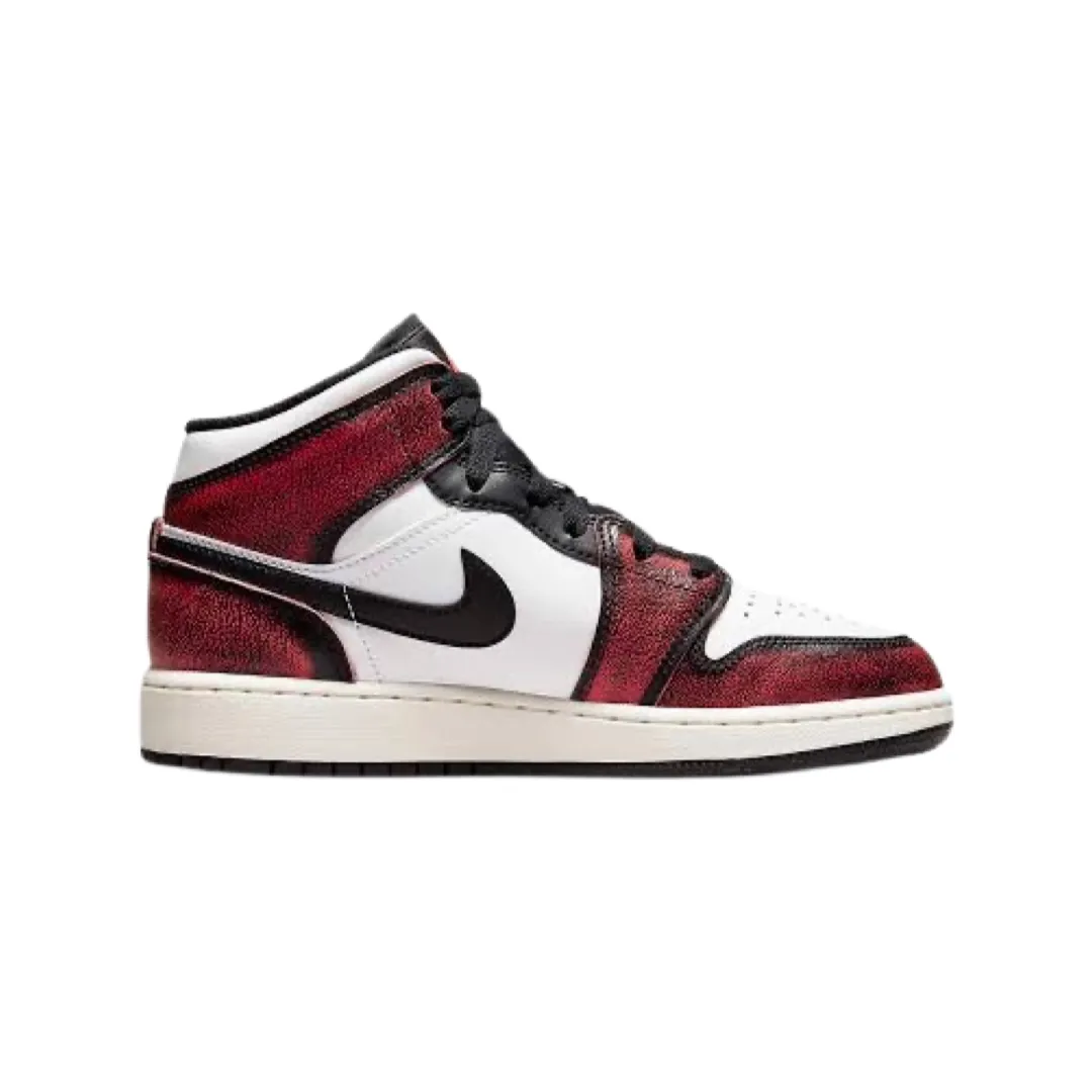 Air Jordan 1 Mid GS Wear Away Chicago Red White Black