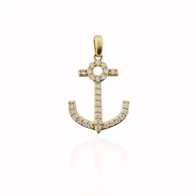 Anchor CZ Pendant (10K)