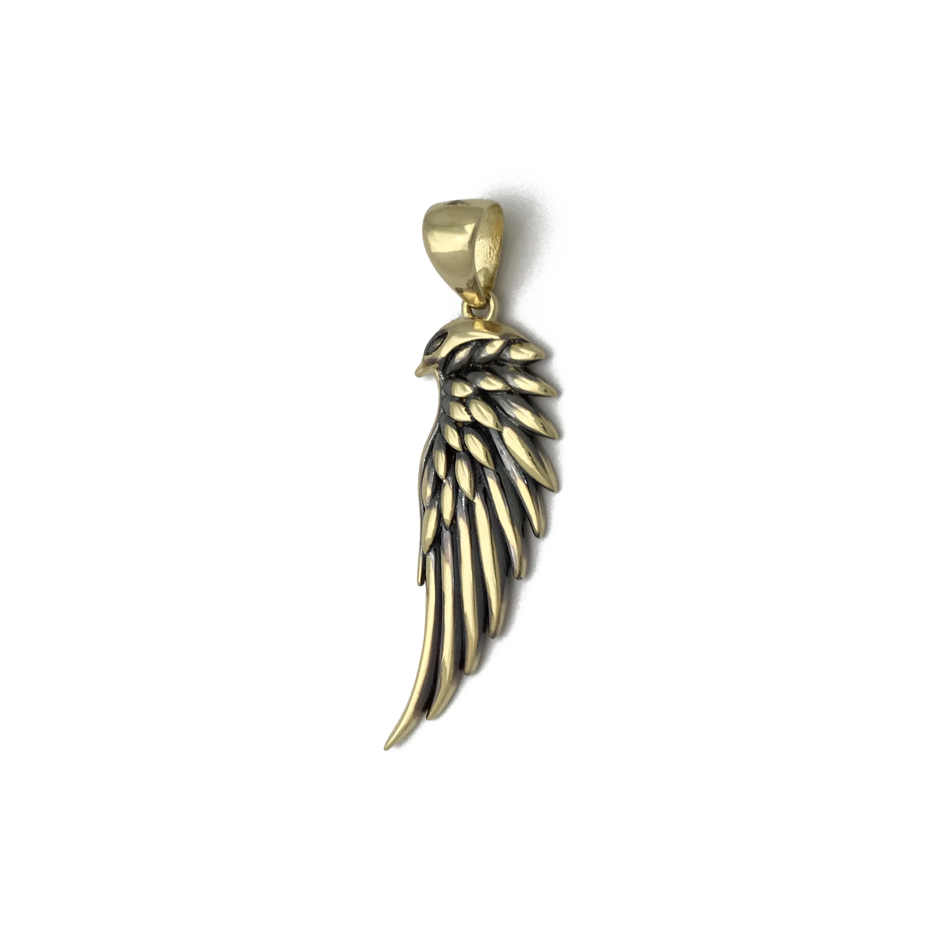 Angel Wing Antique-Finish Pendant (14K)