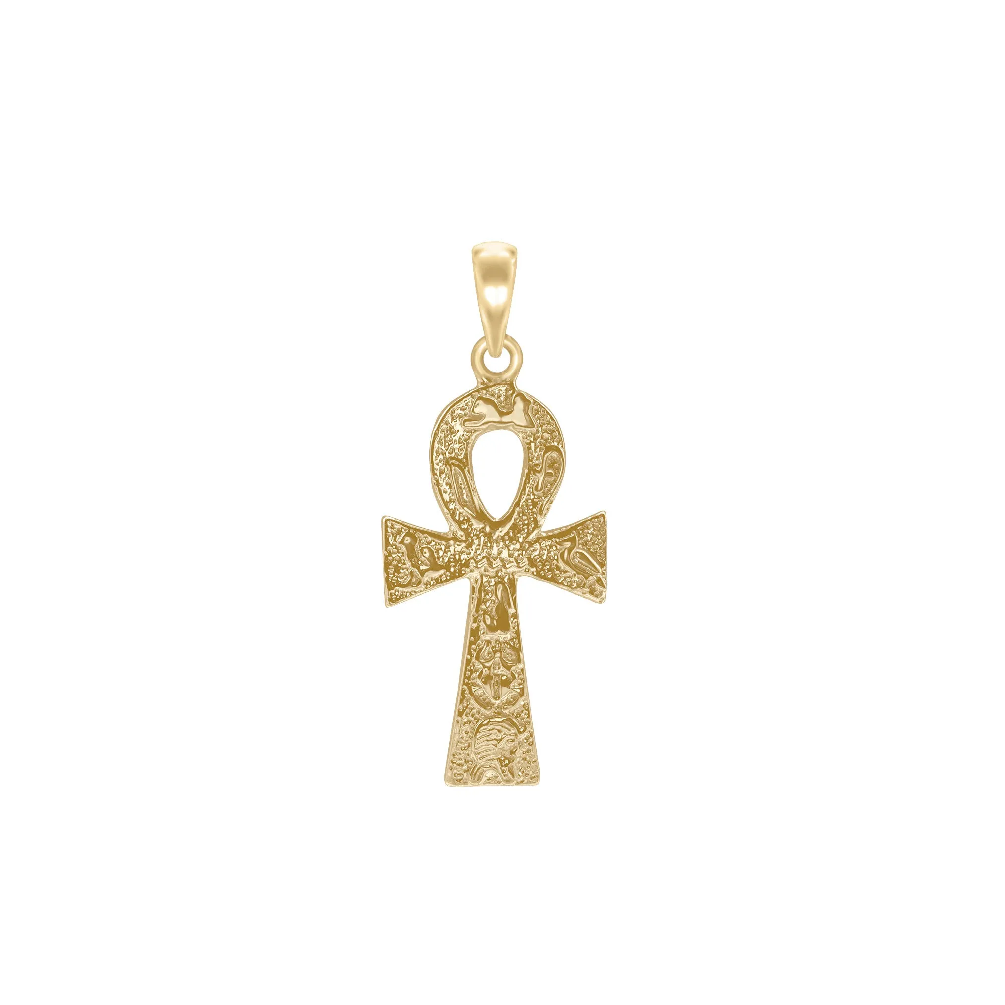 Ankh with Egyptian Symbols Pendant (14K)