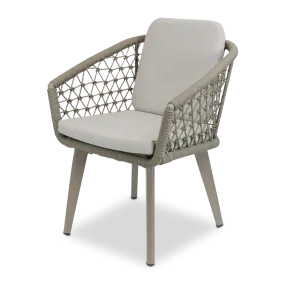 Antigua Dining Chair in Taupe with Dune Olefin Cushions and Rope