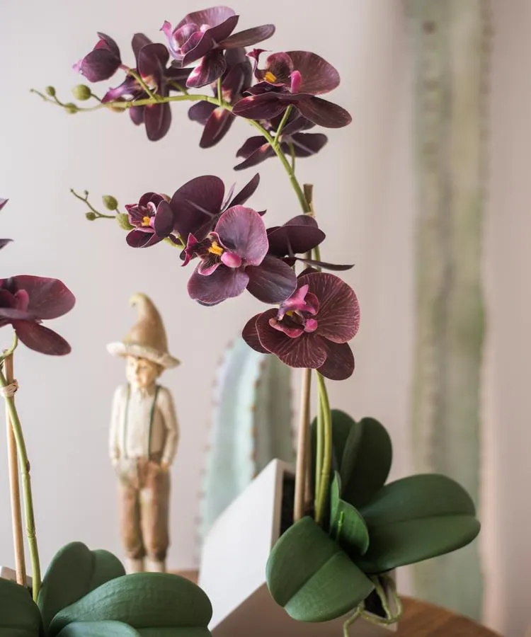 Artificial Silk Orchid Potted Flower Arrangement Purple