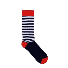 BAMBOO STRIPE SOCK - NAVY/RED/WHITE