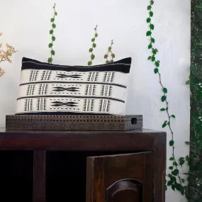 Black & White Rectangular Cushion Covers In Handwoven Organic Cotton | 16" x 12" | Set Of 1/2 | Handmade In India