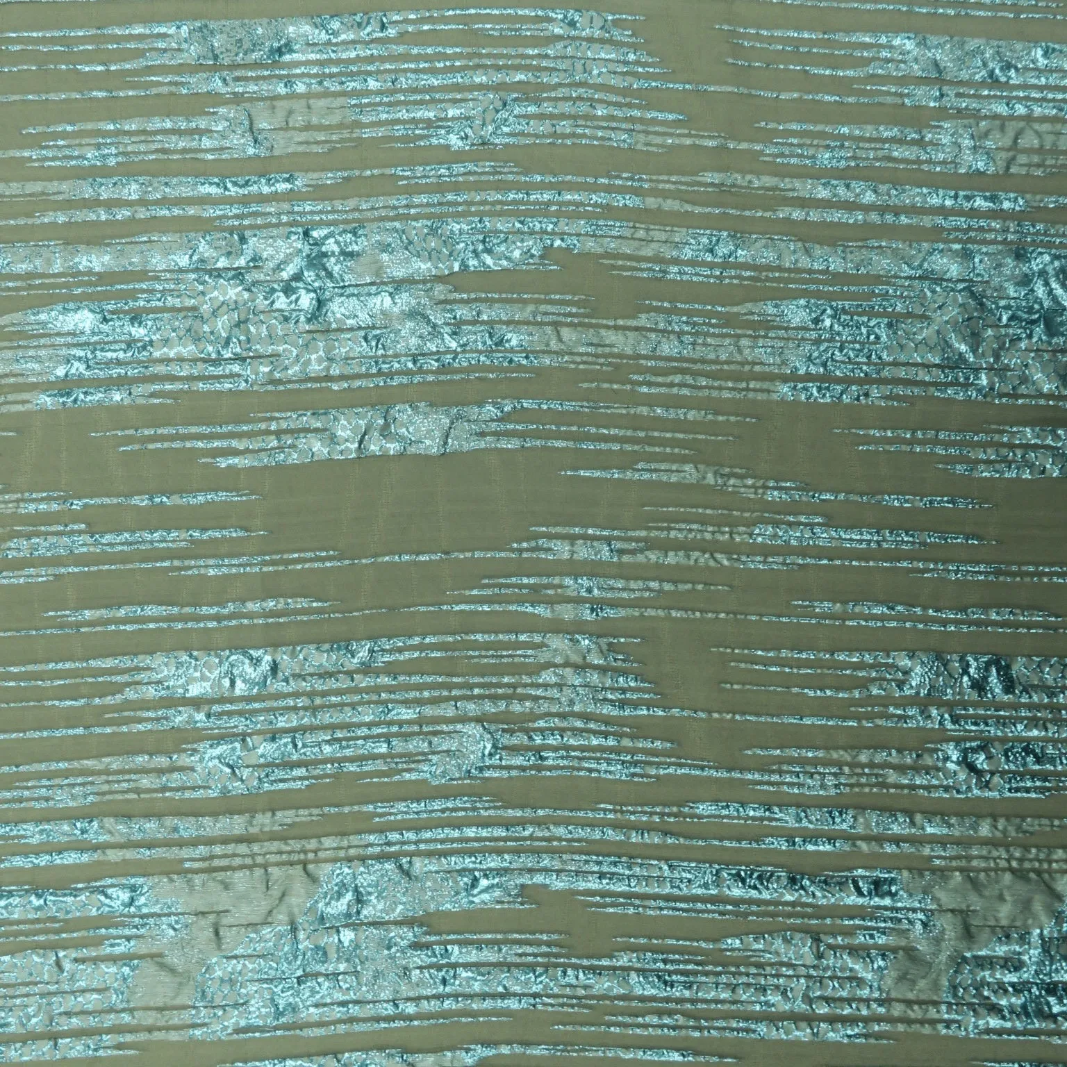 Blue and Silver Abstract Textured Brocade Fabric