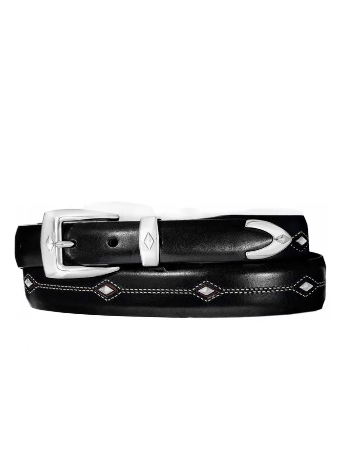 Brighton P3503 Mens Denver Diamond Leather Belt Black