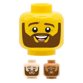 Brown Beard Cute Smile - Custom Printed Minifigure Head