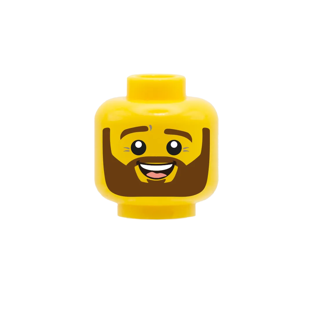 Brown Beard Cute Smile - Custom Printed Minifigure Head