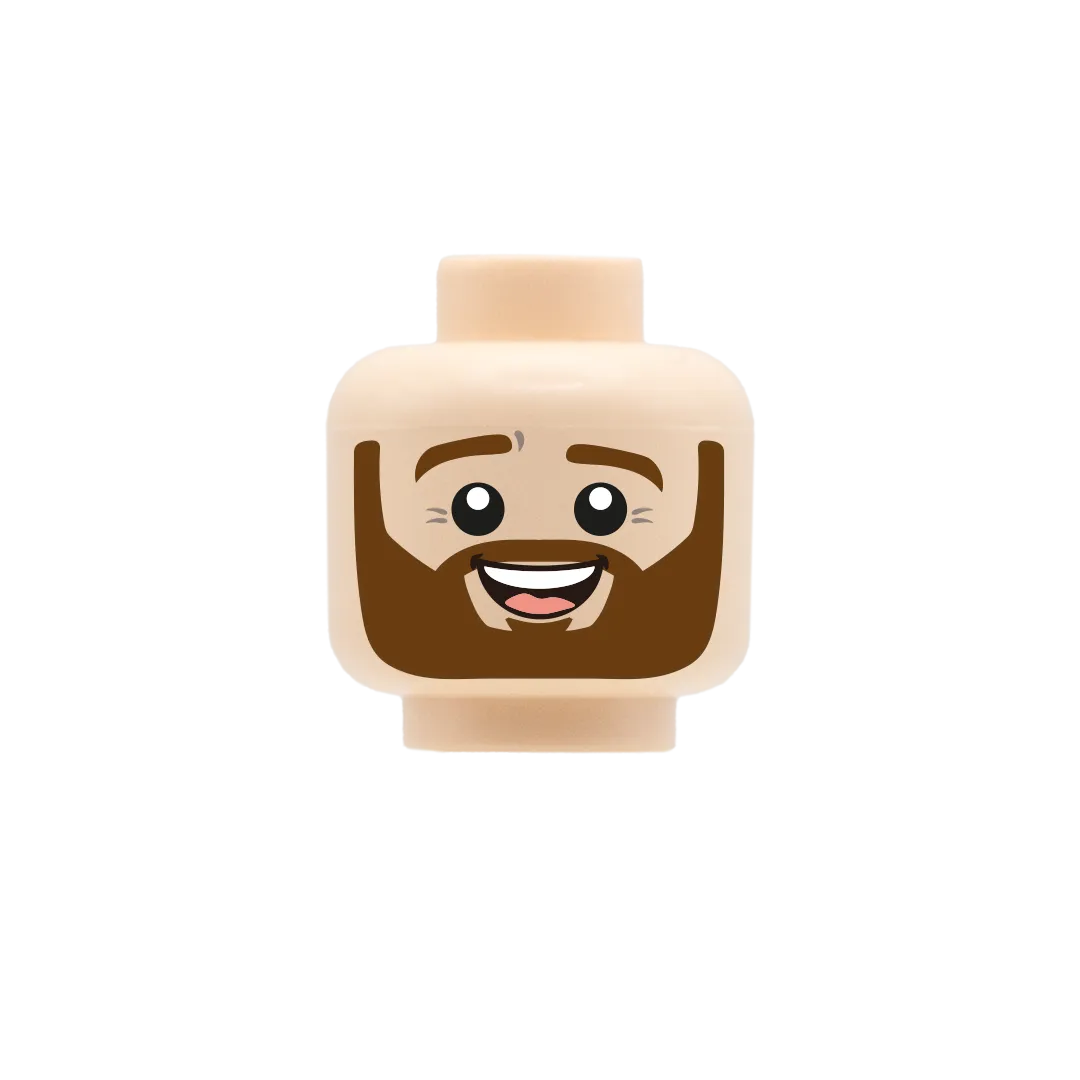 Brown Beard Cute Smile - Custom Printed Minifigure Head