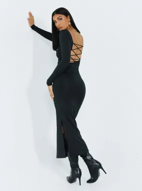 Burlington Long Sleeve Maxi Dress Black