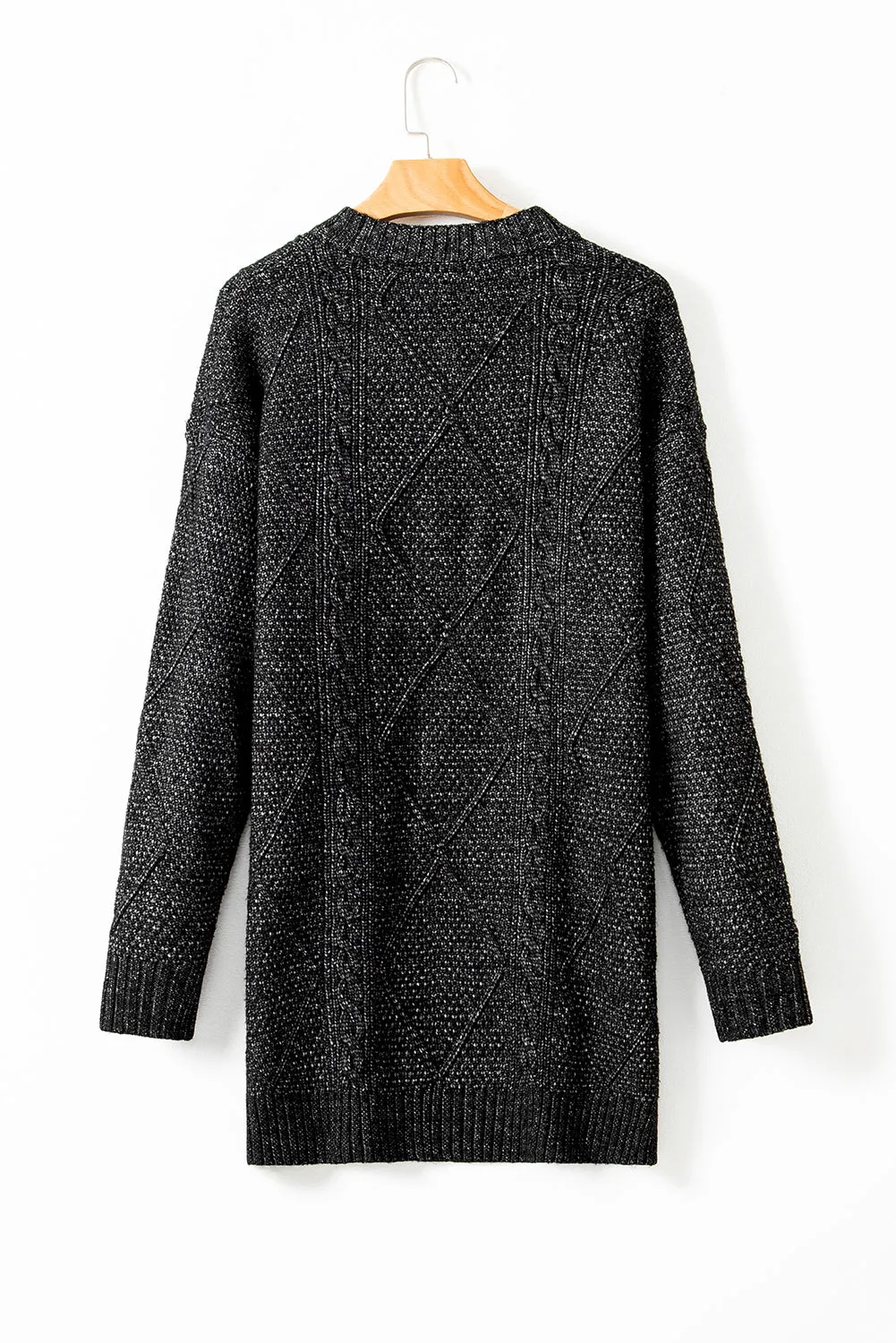 Cable Knit Drop Shoulder Loose Fit Sweater Dress