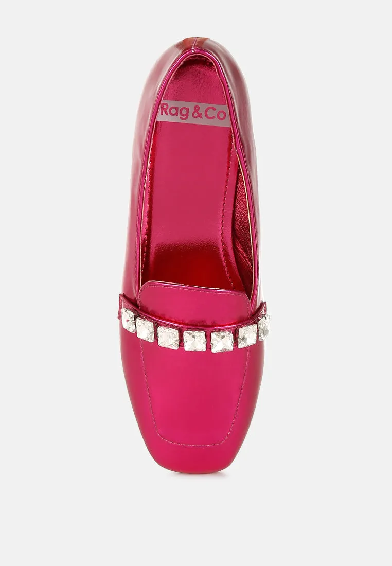 Celosia Metallic Diamante Strap Loafers