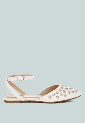 Chalcis Eyelet Detail Flat Sandals