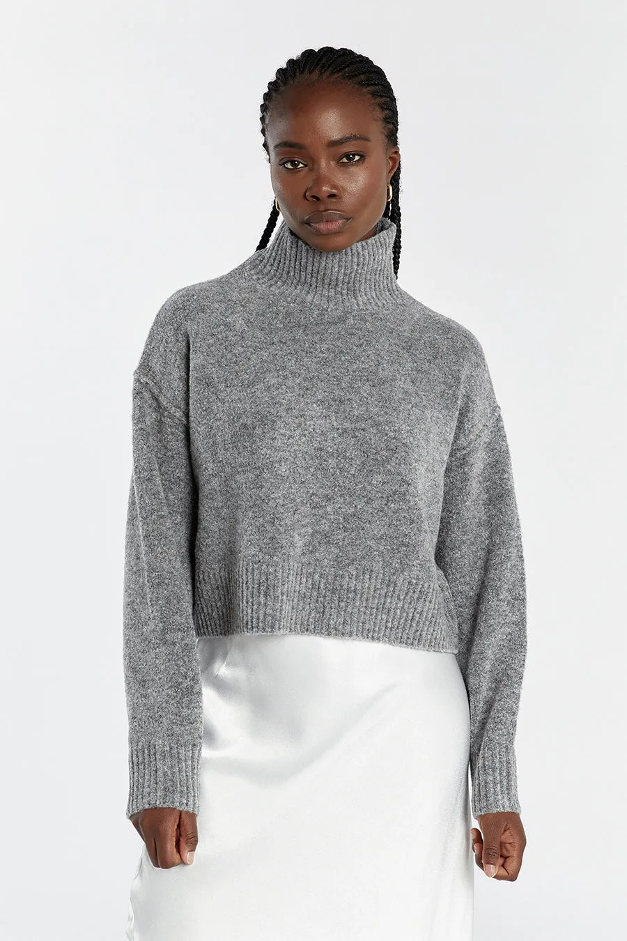 CLEO CHARCOAL MARLE CROPPED JUMPER