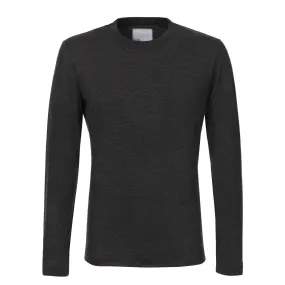 Crew-Neck Cashmere Long Sleeve T-Shirt in Dark Grey